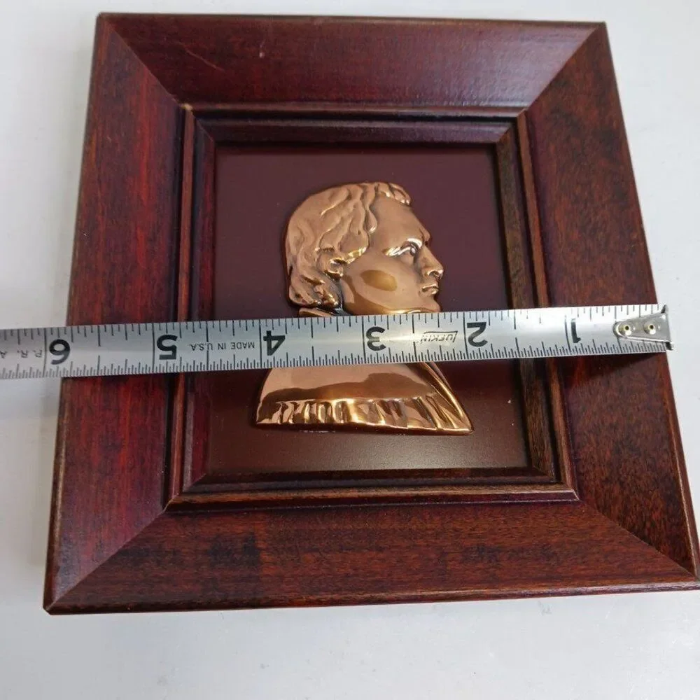 Vintage Metal Victorian Style Small Men Bust in Frame